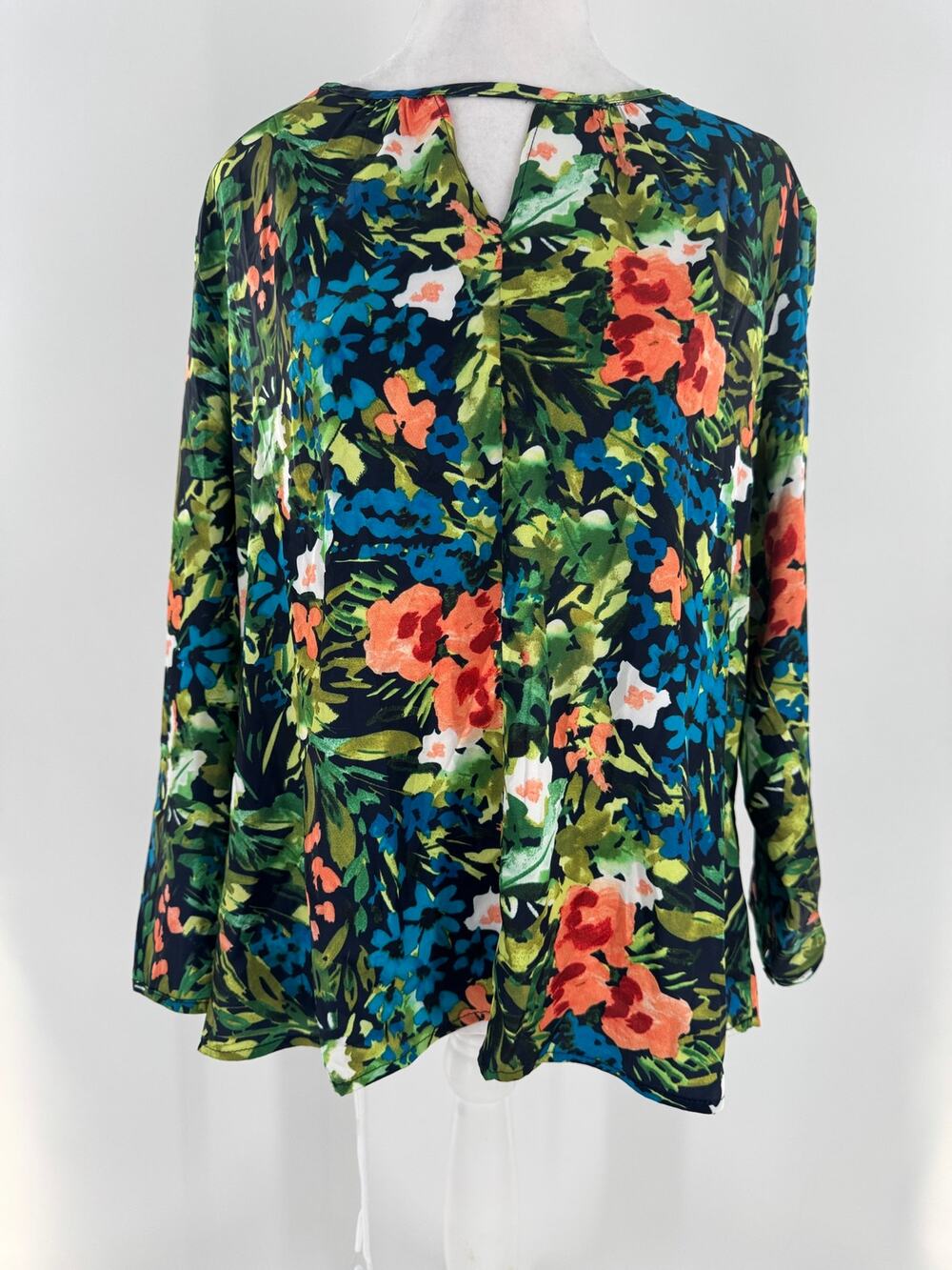The Modern Abstract Tiffany Blouse XL Navy Floral Boho Tunic Long Sleeve Top NWT